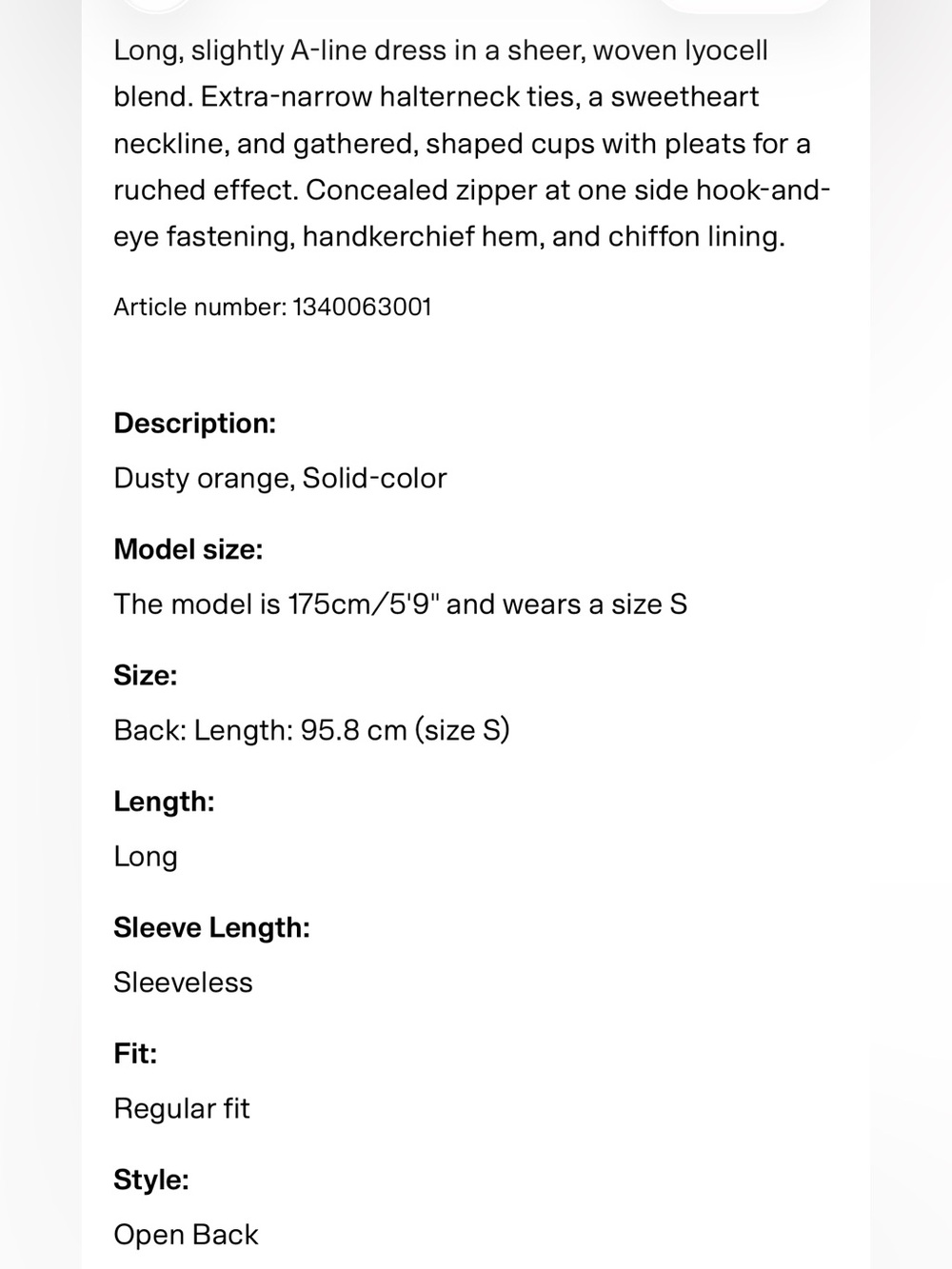 H&M NWT dusty orange Halter asymmetrical hem ruched flowy Midi Dress - Picture 8 of 9